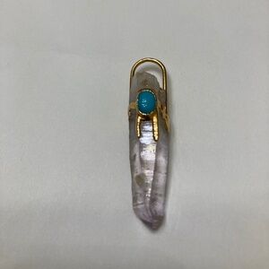 Pendant Clear Crystal Adorned With A Turquoise Color Stone